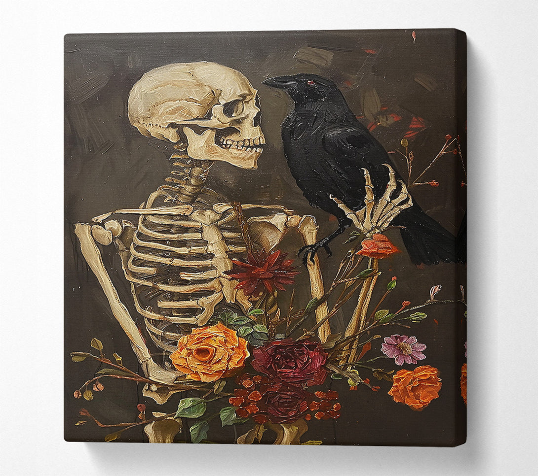  A Canvas Print of Crimson Crow And Bones Canvas Print