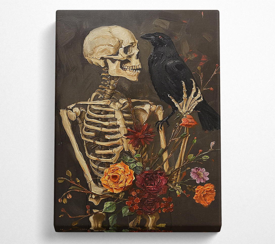  A Canvas Print of Crimson Crow And Bones Canvas Print