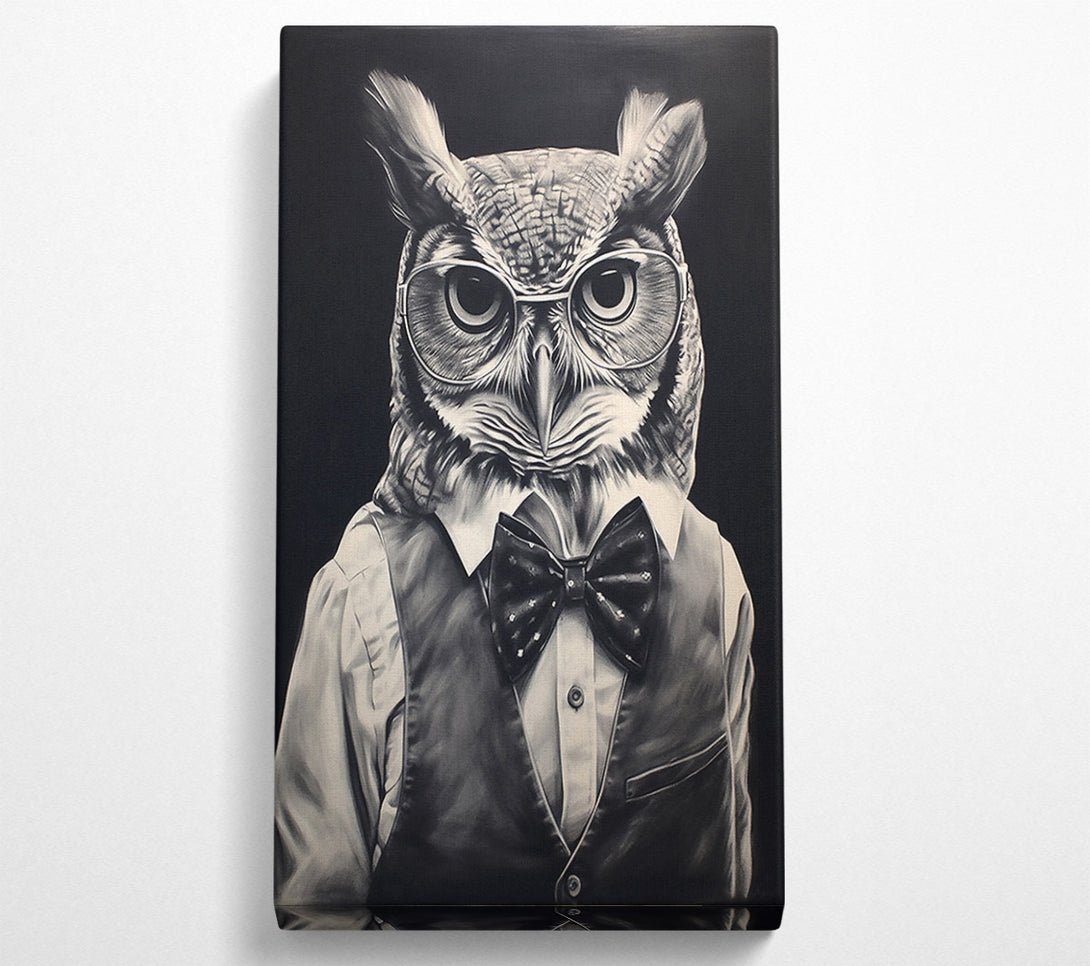  A Canvas Print of Black & White Owl In A Vest Canvas Art