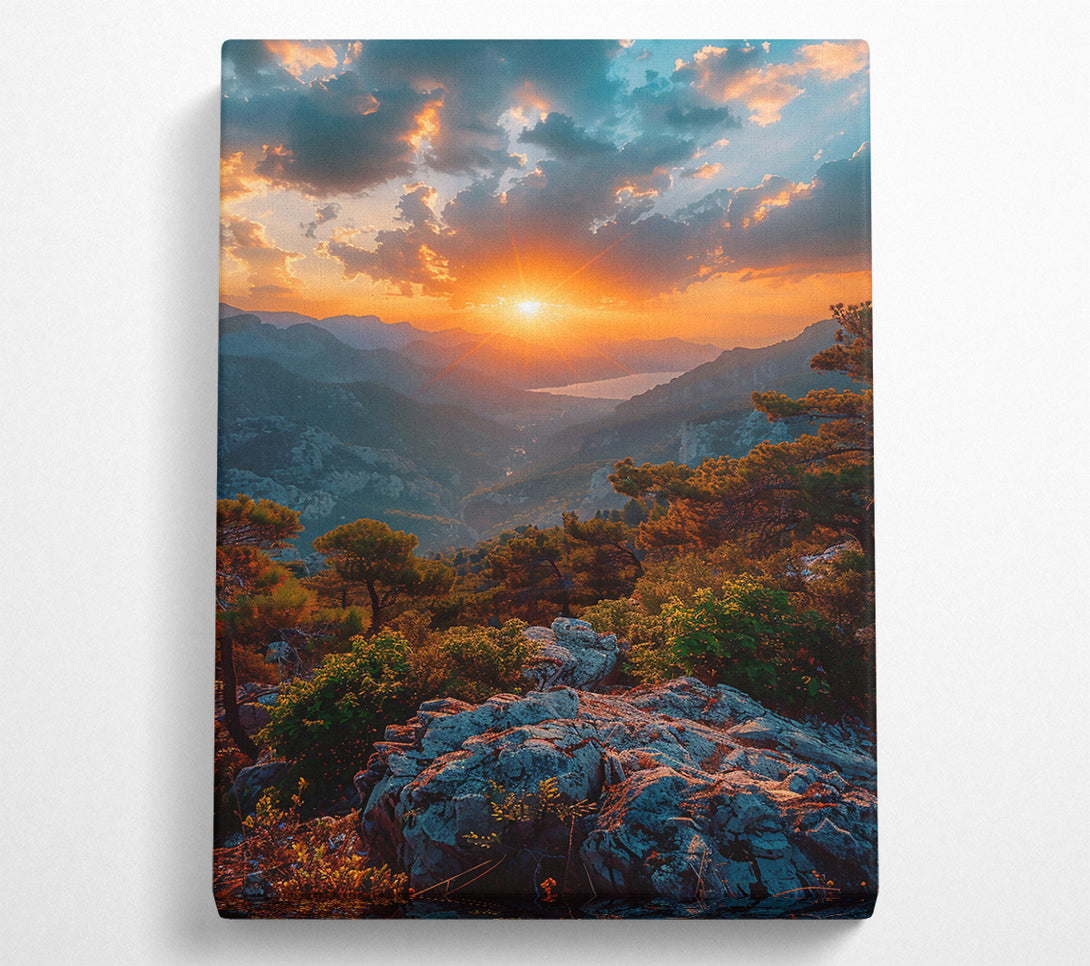  A Canvas Print of Golden Mountain Sunset Canvas Print