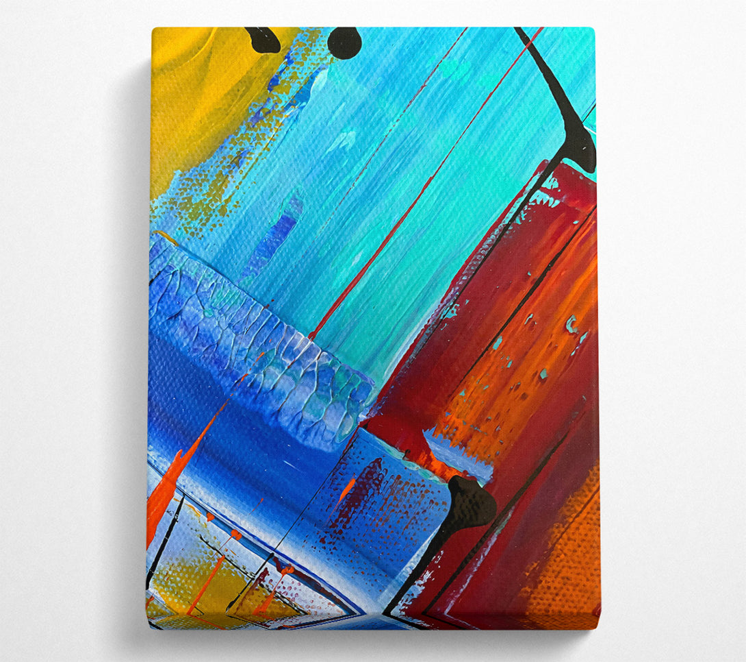  A Canvas Print of Azure Abstract Strokes Canvas Wall Art