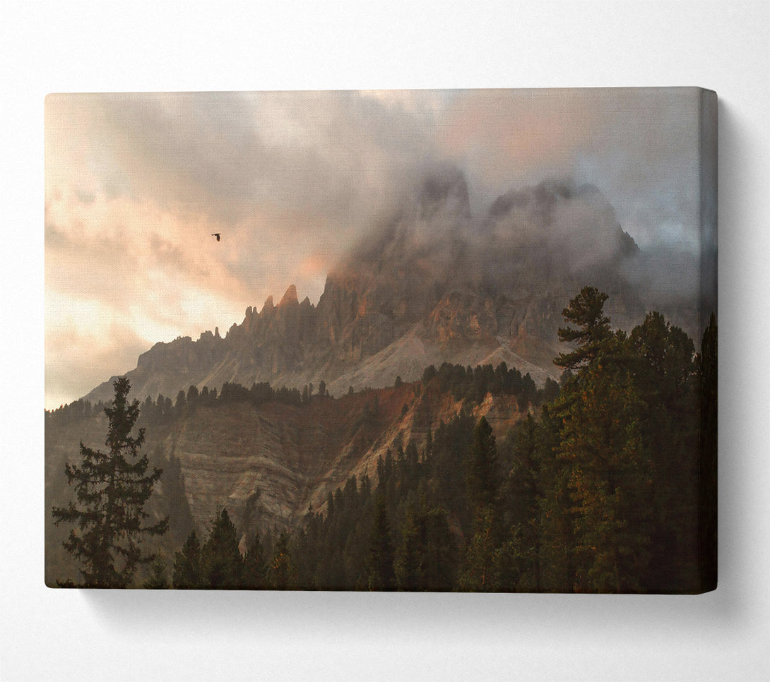  A Canvas Print of Crimson Mountain Mist Canvas Print