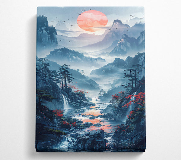  A Canvas Print of Crimson Mountain Stream Canvas Wall Art