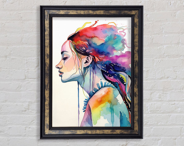 Watercolour Flower Hair Framed Print