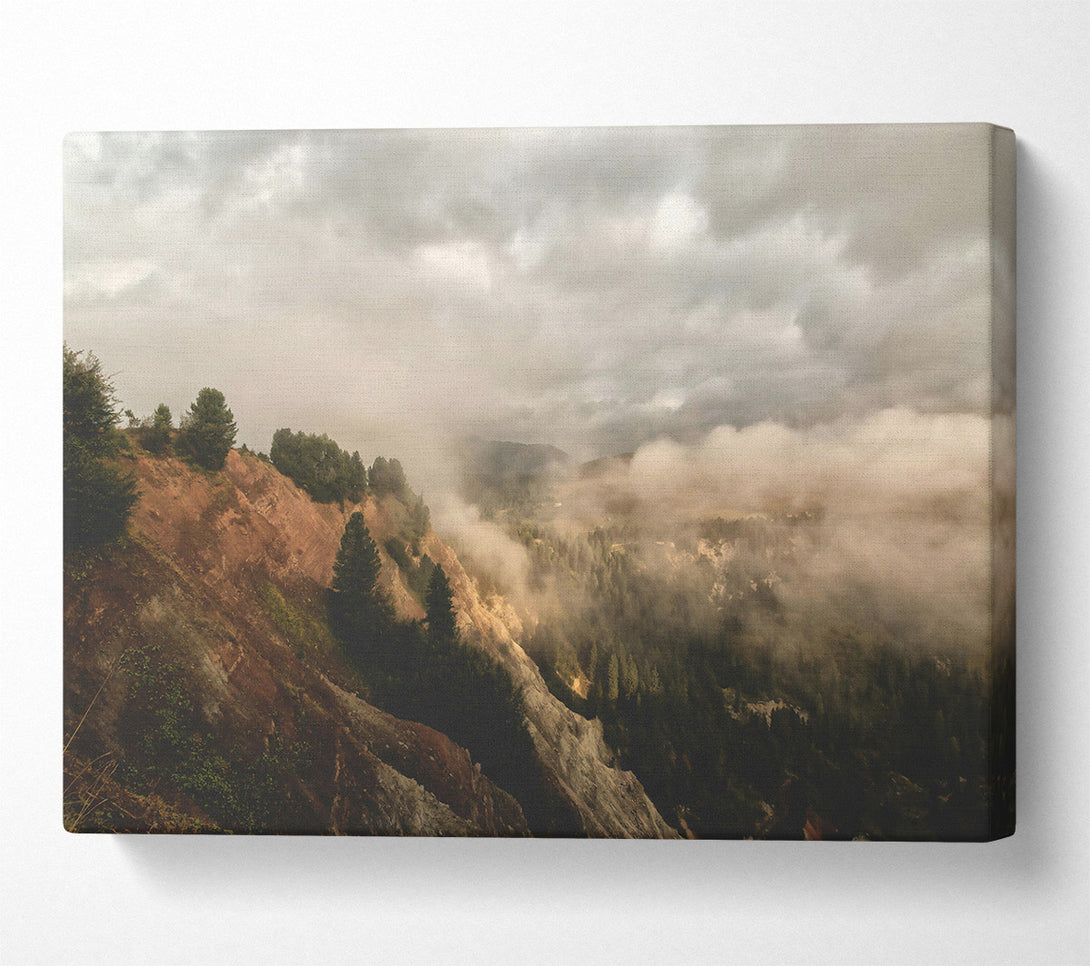  A Canvas Print of Golden Foggy Peaks Canvas Wall Art
