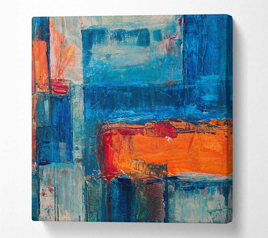  A Canvas Print of Orange And Blue Abstraction Canvas Art