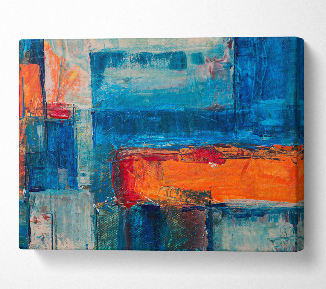  A Canvas Print of Orange And Blue Abstraction Canvas Art