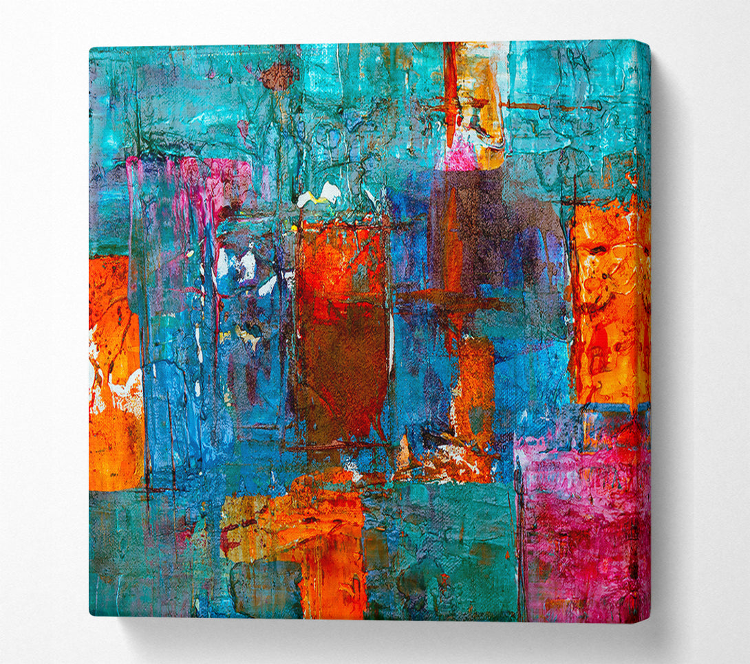  A Canvas Print of Azure Abstract Impression Canvas Art