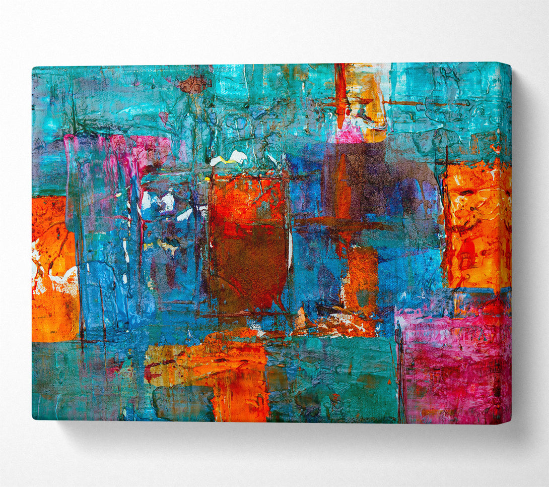  A Canvas Print of Azure Abstract Impression Canvas Art