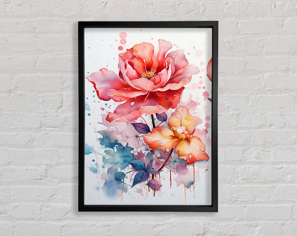 Watercolour Splat Flower Framed Print