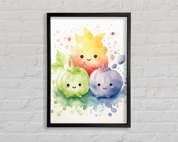Watercolour Veggie Fruits Framed Print