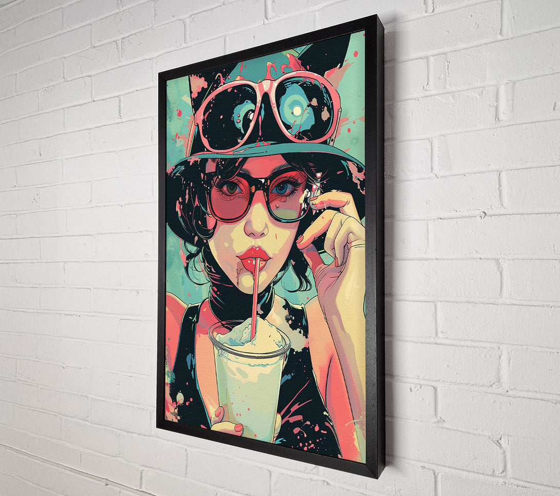  A Canvas Print of Pink Shades & Milkshake Canvas Wall Art