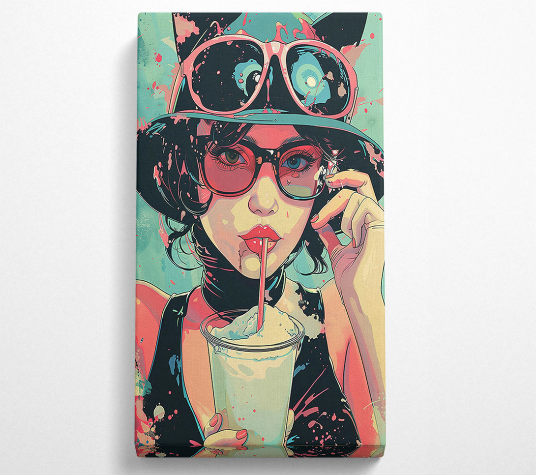  A Canvas Print of Pink Shades & Milkshake Canvas Wall Art