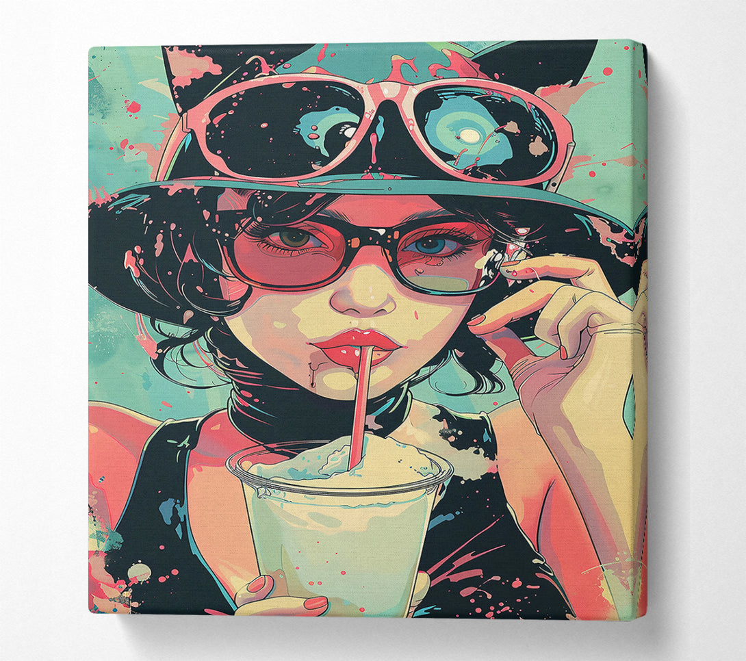  A Canvas Print of Pink Shades & Milkshake Canvas Wall Art