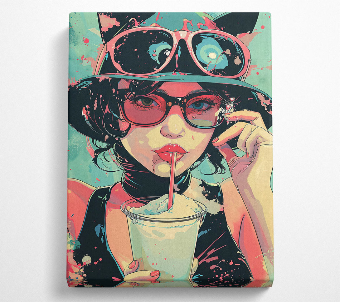  A Canvas Print of Pink Shades & Milkshake Canvas Wall Art