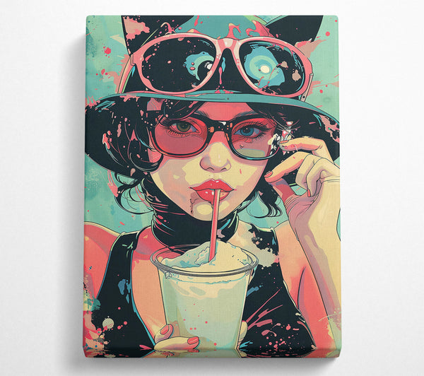  A Canvas Print of Pink Shades & Milkshake Canvas Wall Art