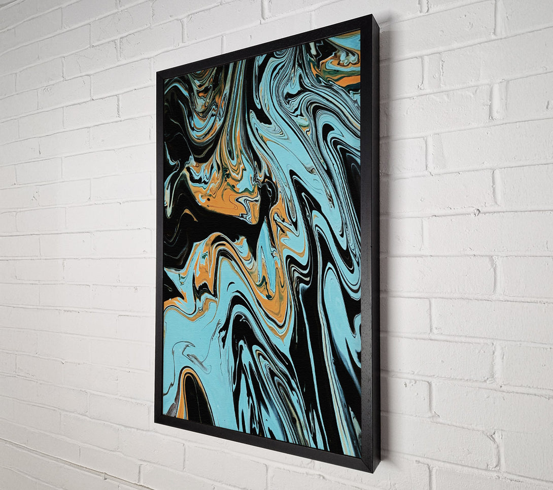  A Canvas Print of Aqua And Black Swirls Canvas Art