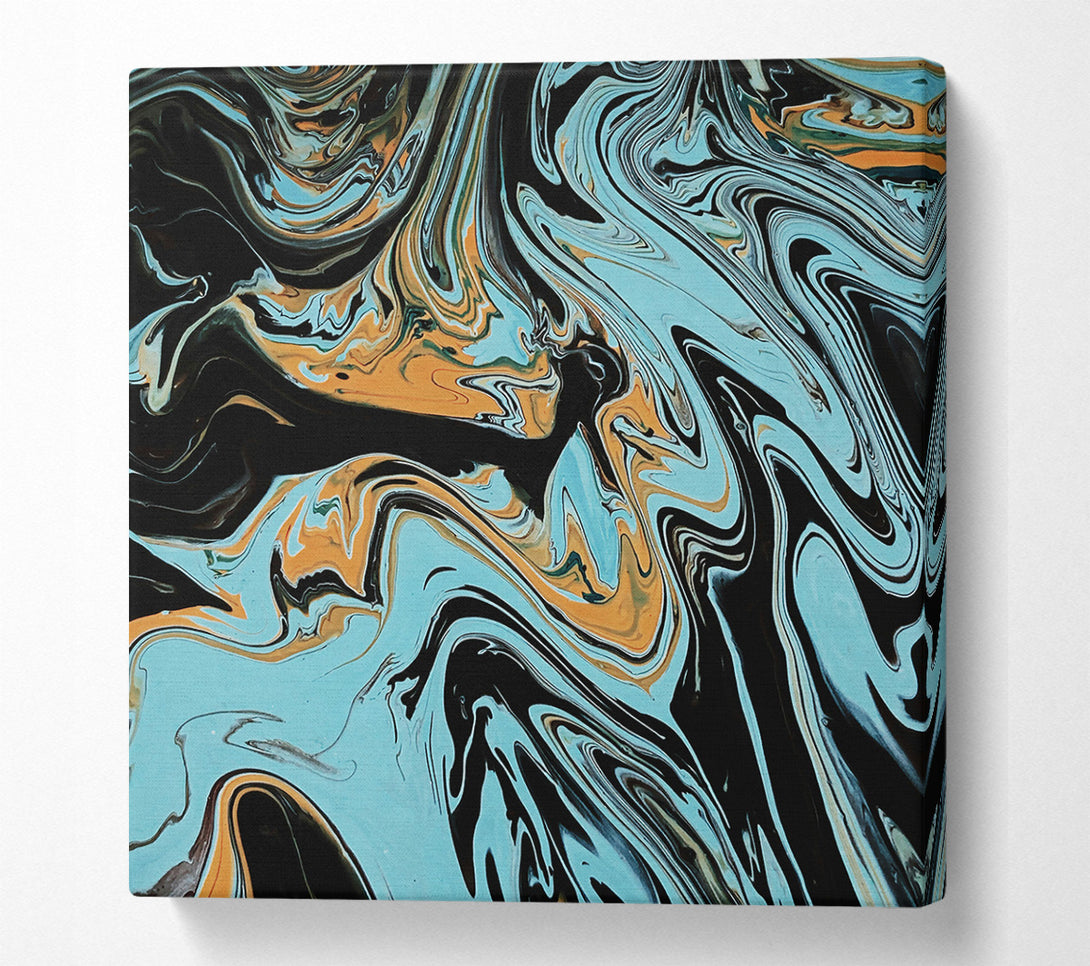  A Canvas Print of Aqua And Black Swirls Canvas Art