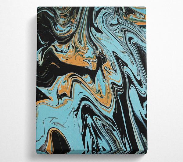  A Canvas Print of Aqua And Black Swirls Canvas Art