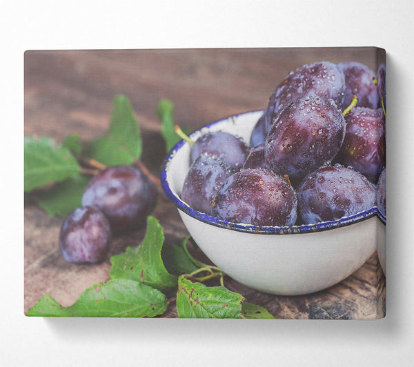  A Canvas Print of Indigo Plums In Bowl Canvas Wall Art