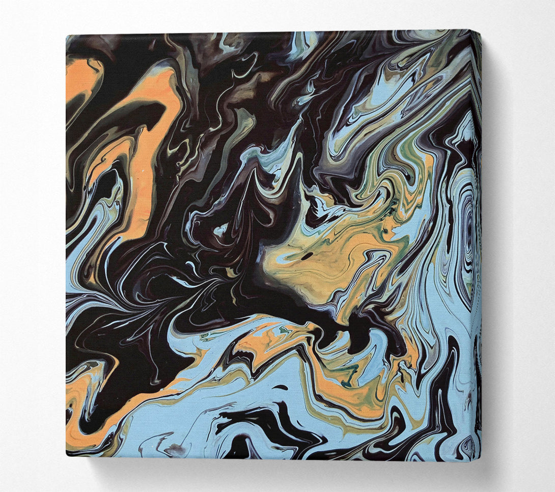  A Canvas Print of Azure Swirls Of Black Canvas Art