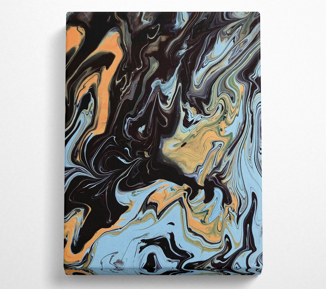  A Canvas Print of Azure Swirls Of Black Canvas Art