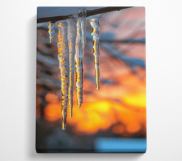 Orange Icicles Glow Canvas Wall Art
