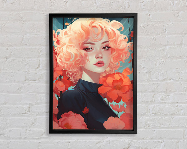 Wavy Hair Girl Blossom Framed Print