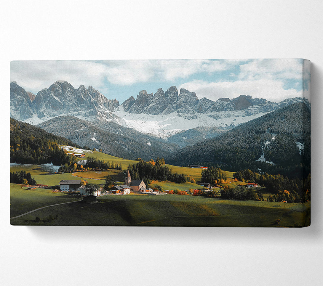  A Canvas Print of White Peaks, Green Valley Canvas Wall Art