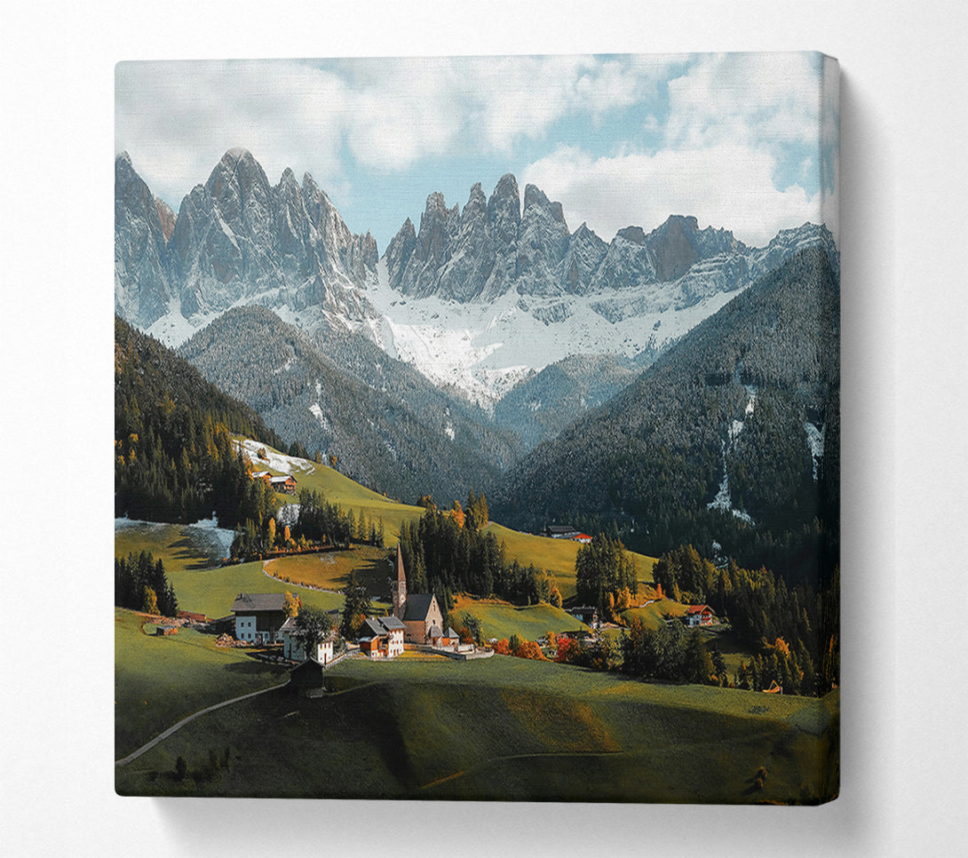  A Canvas Print of White Peaks, Green Valley Canvas Wall Art
