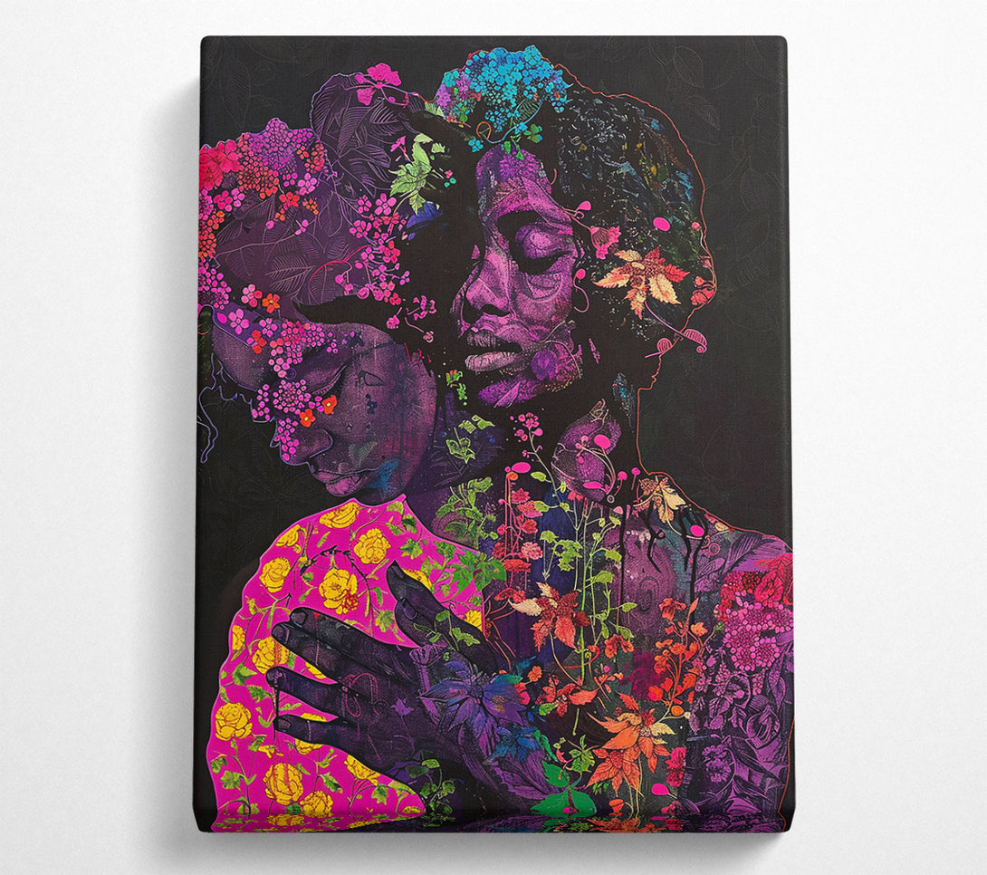  A Canvas Print of Pink Floral Embrace Canvas Wall Art