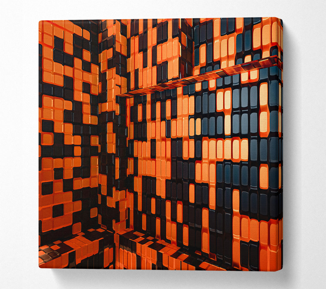  A Canvas Print of Burnt Orange Grids Canvas Print
