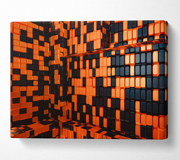 Burnt Orange Grids Canvas Print