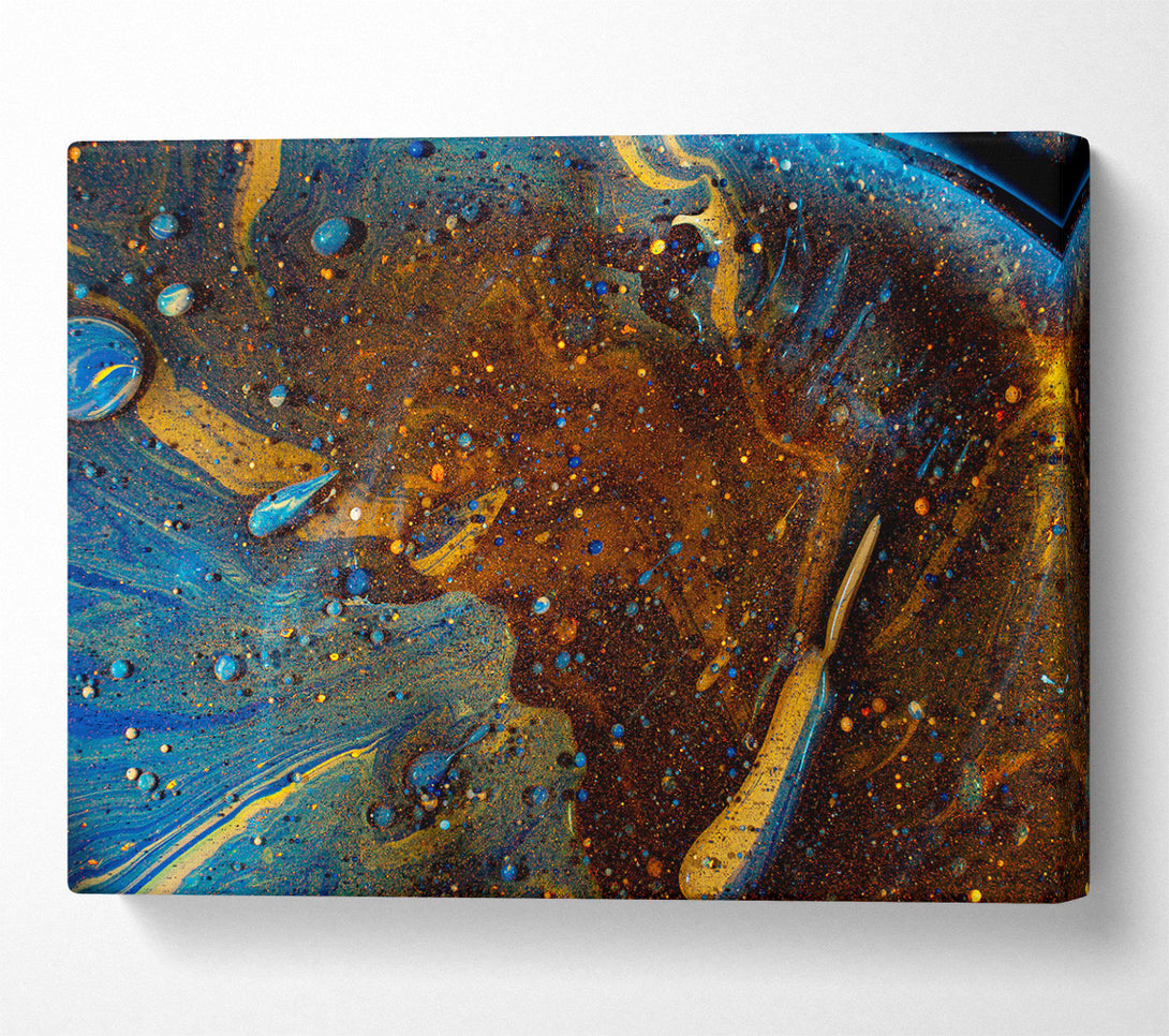  A Canvas Print of Golden Blue Swirls Canvas Print