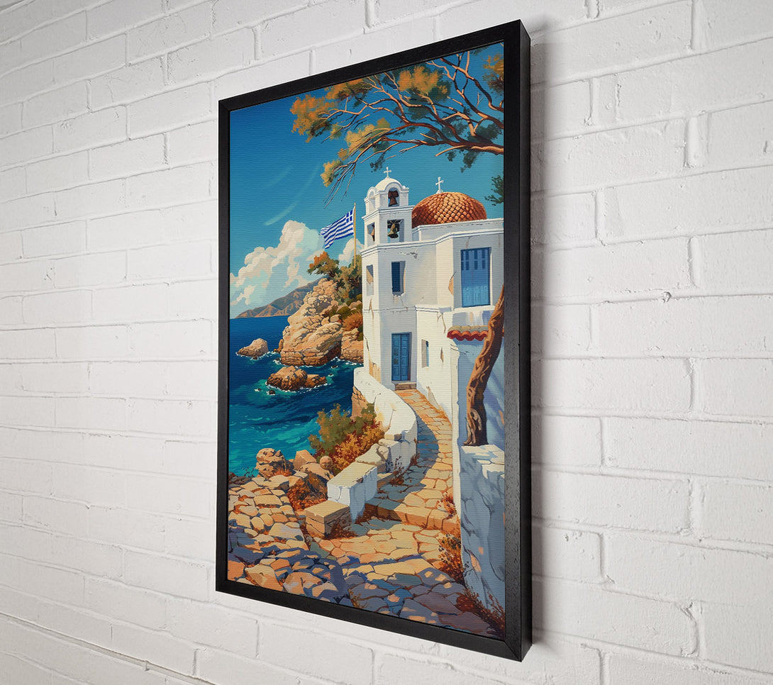  A Canvas Print of Azure Aegean Chapel Canvas Art