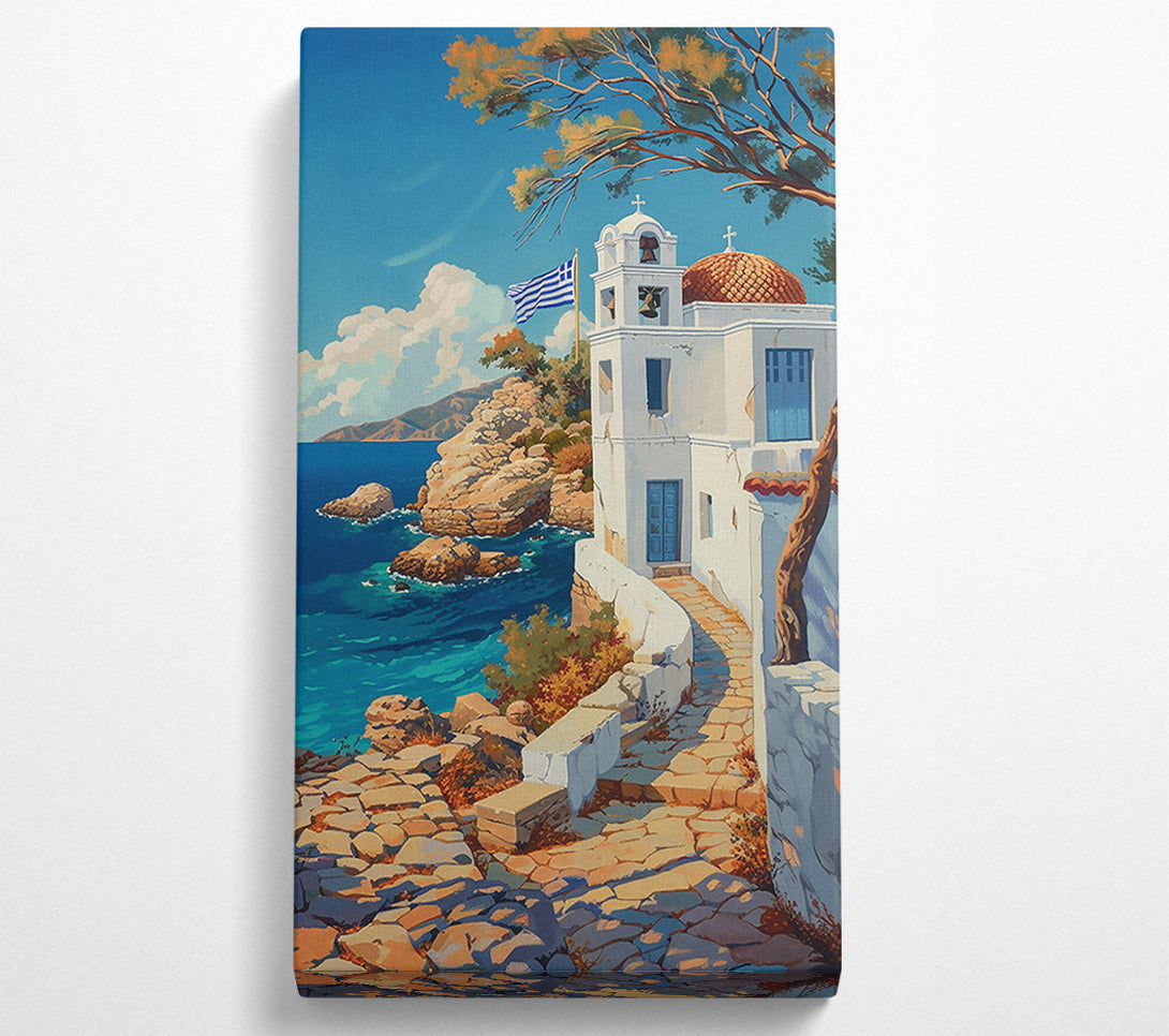  A Canvas Print of Azure Aegean Chapel Canvas Art