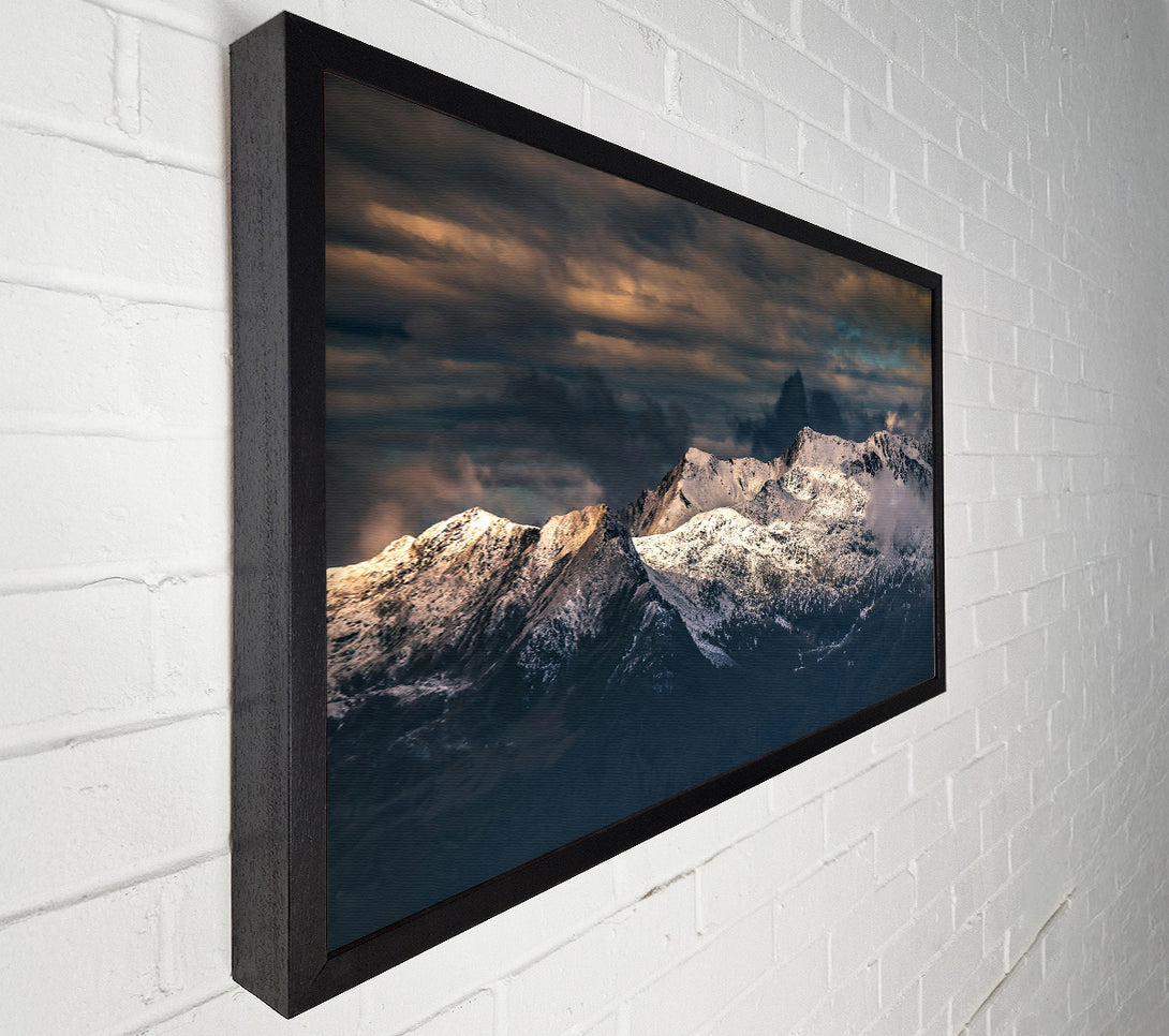  A Canvas Print of Golden Snowcapped Peaks Canvas Art