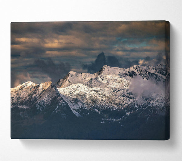  A Canvas Print of Golden Snowcapped Peaks Canvas Art