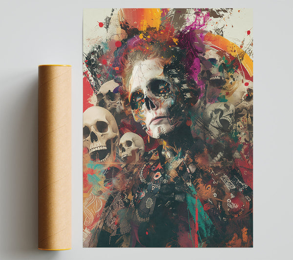 Orange Painted Skull