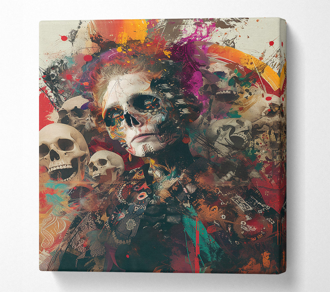 A Canvas Print of Orange Painted Skull Canvas Wall Art