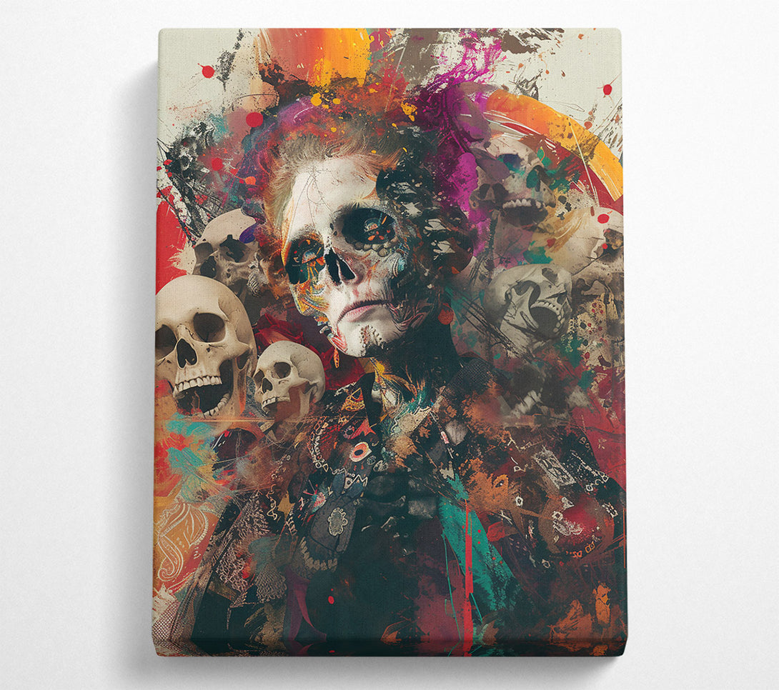  A Canvas Print of Orange Painted Skull Canvas Wall Art