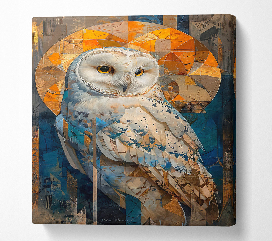  A Canvas Print of Golden Owl Geometry Canvas Wall Art