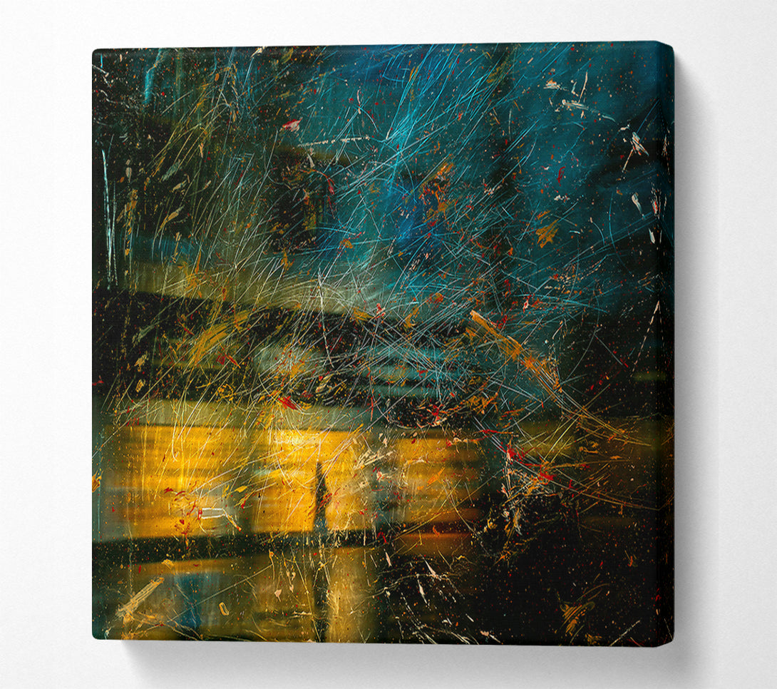  A Canvas Print of Teal Scratched Reflections Canvas Print