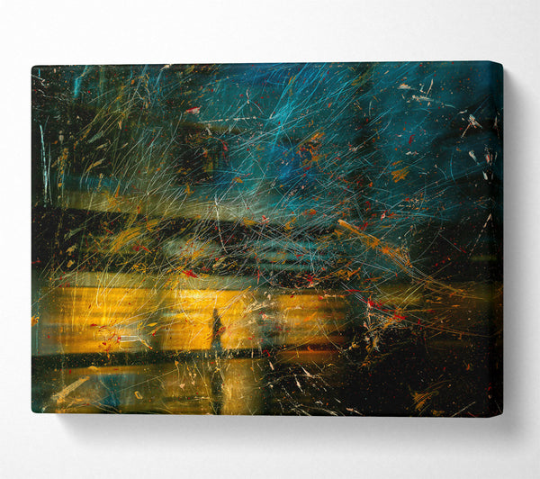  A Canvas Print of Teal Scratched Reflections Canvas Print
