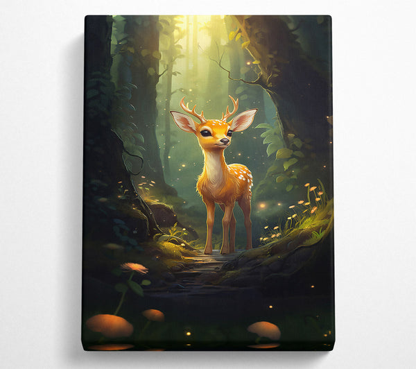  A Canvas Print of Golden Fawn In The Woods Canvas Wall Art