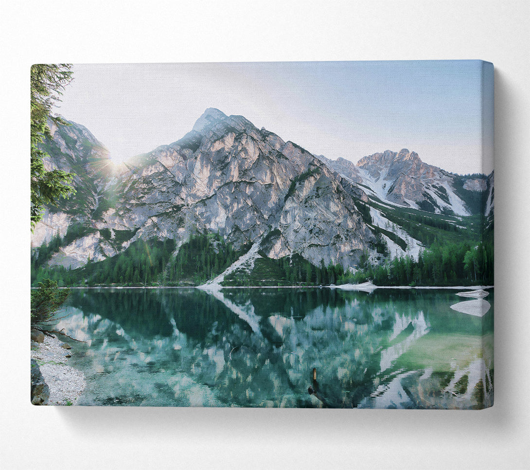  A Canvas Print of Teal Mountain Reflection Canvas Wall Art