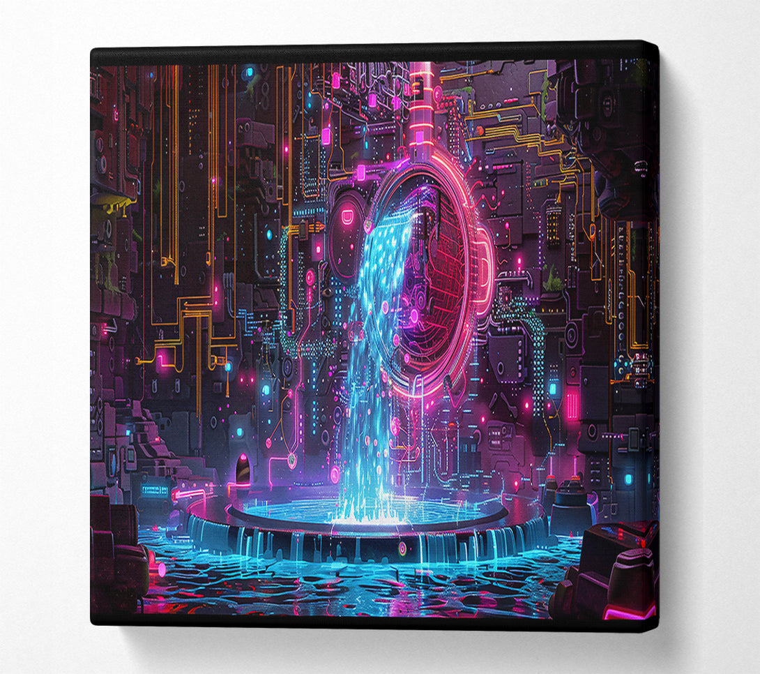  A Canvas Print of Blue Neon Waterfall Canvas Print