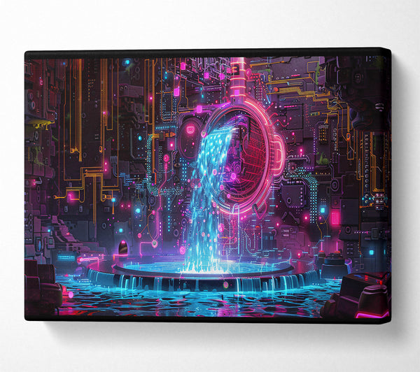  A Canvas Print of Blue Neon Waterfall Canvas Print