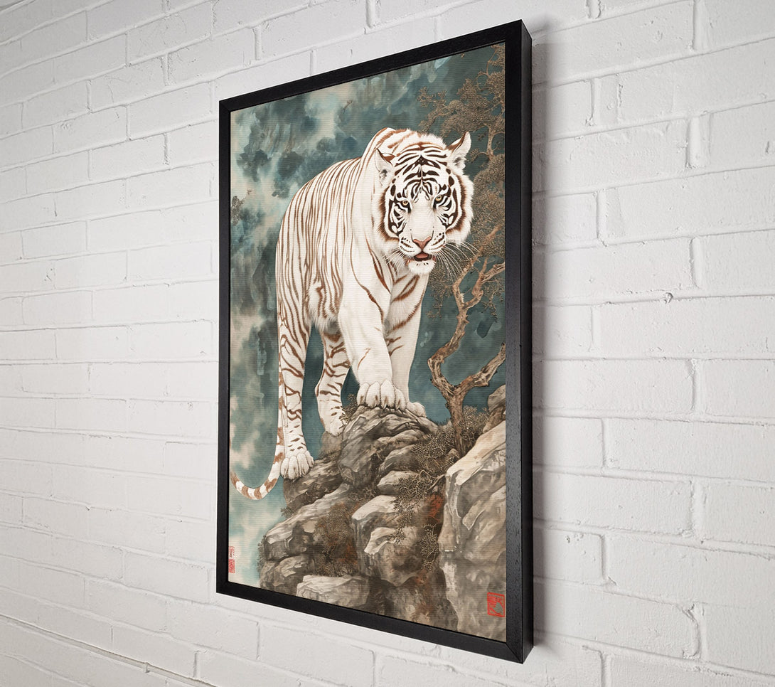  A Canvas Print of White Tiger On The Peak Canvas Art