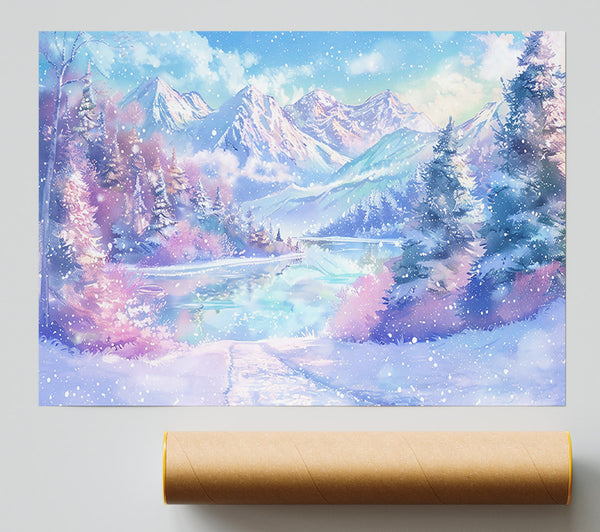 Pale Blue Winter Scene